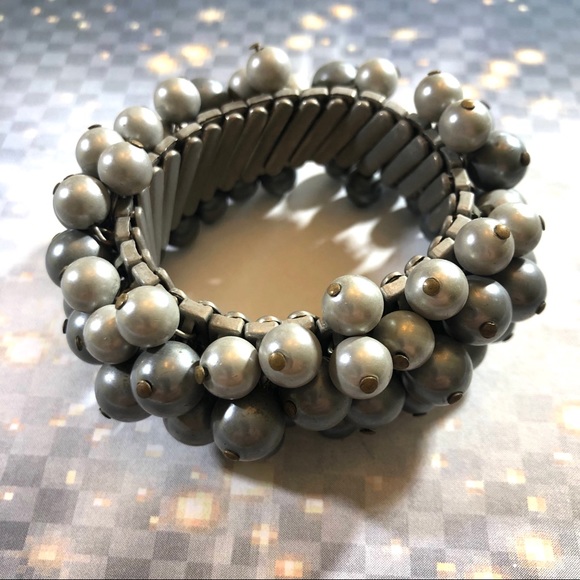 Vintage ombré gray pearl Che cha stretch bracelet 60’s - Picture 2 of 4
